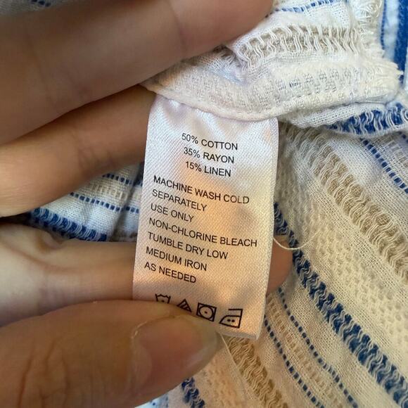 Birds of Paradis by Travota Blue White Stripe Button-Down Tunic Size S - Picture 5 of 6